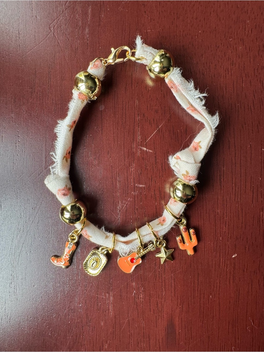 Western Charm Bracelet Floral Bandana with Coastal Cowgirl Charms Boho